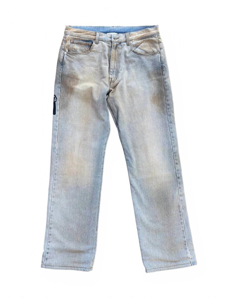 NEW WARREN LOTAS men's reaper denim flannel lined pants in light wash
